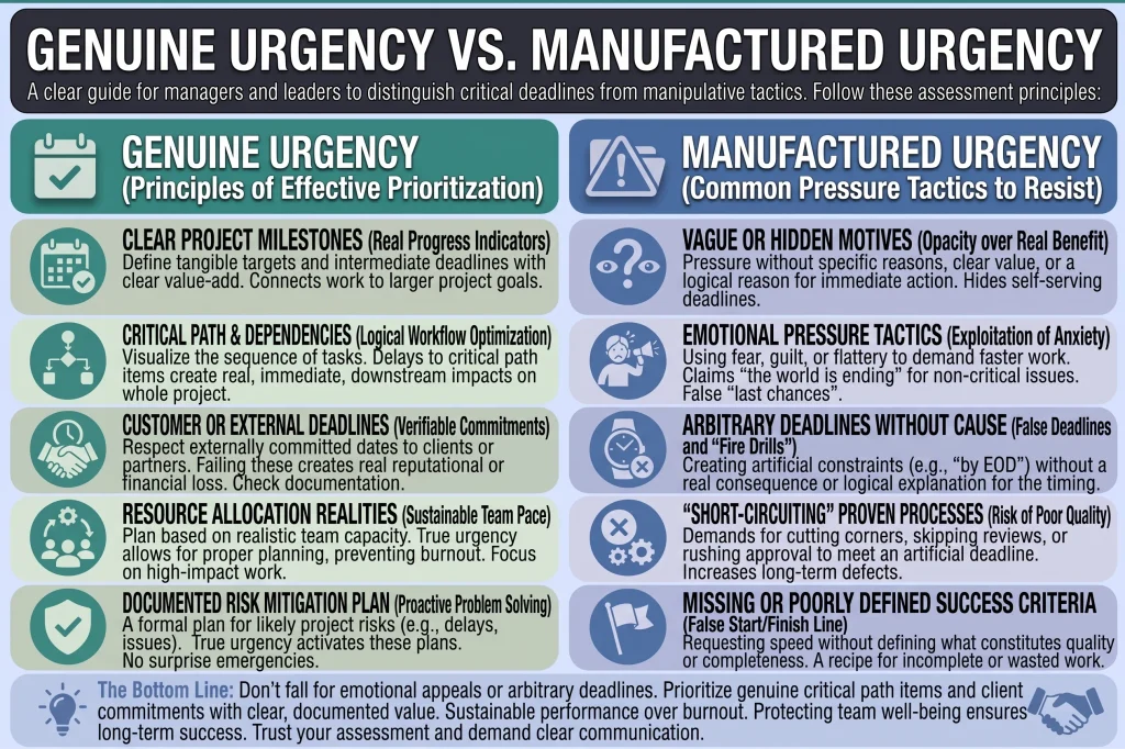 Genuine urgency vs. manufactured urgency